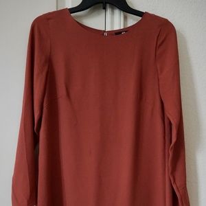 H&M Burnt Orange Long Sleeve Knee Length Dress - Size 4